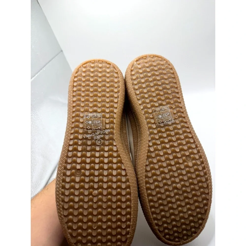 Nicole Miller Nikie‎ Mens 7 Sneaker Cloud White Green Gum Leather Casual Shoes